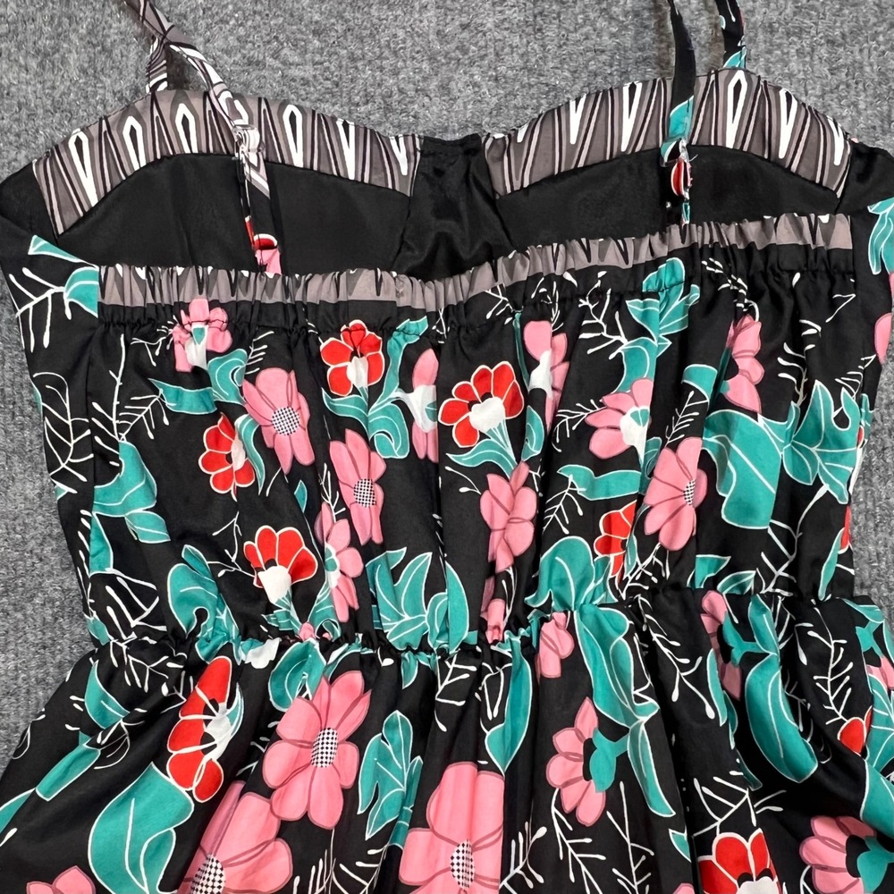 Order Plus Floral Dress Womens S Black Pink Sweetheart Padded Adjustable Straps - Picture 6 of 10